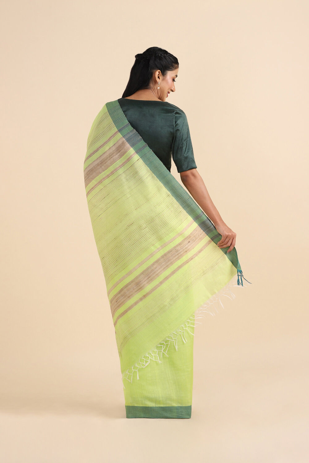 Light Green Pure Silk Viscose Bhagalpuri Saree image number null