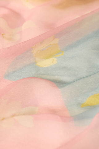 Multicoloured Printed Viscose Chiffon Saree thumbnail image number null