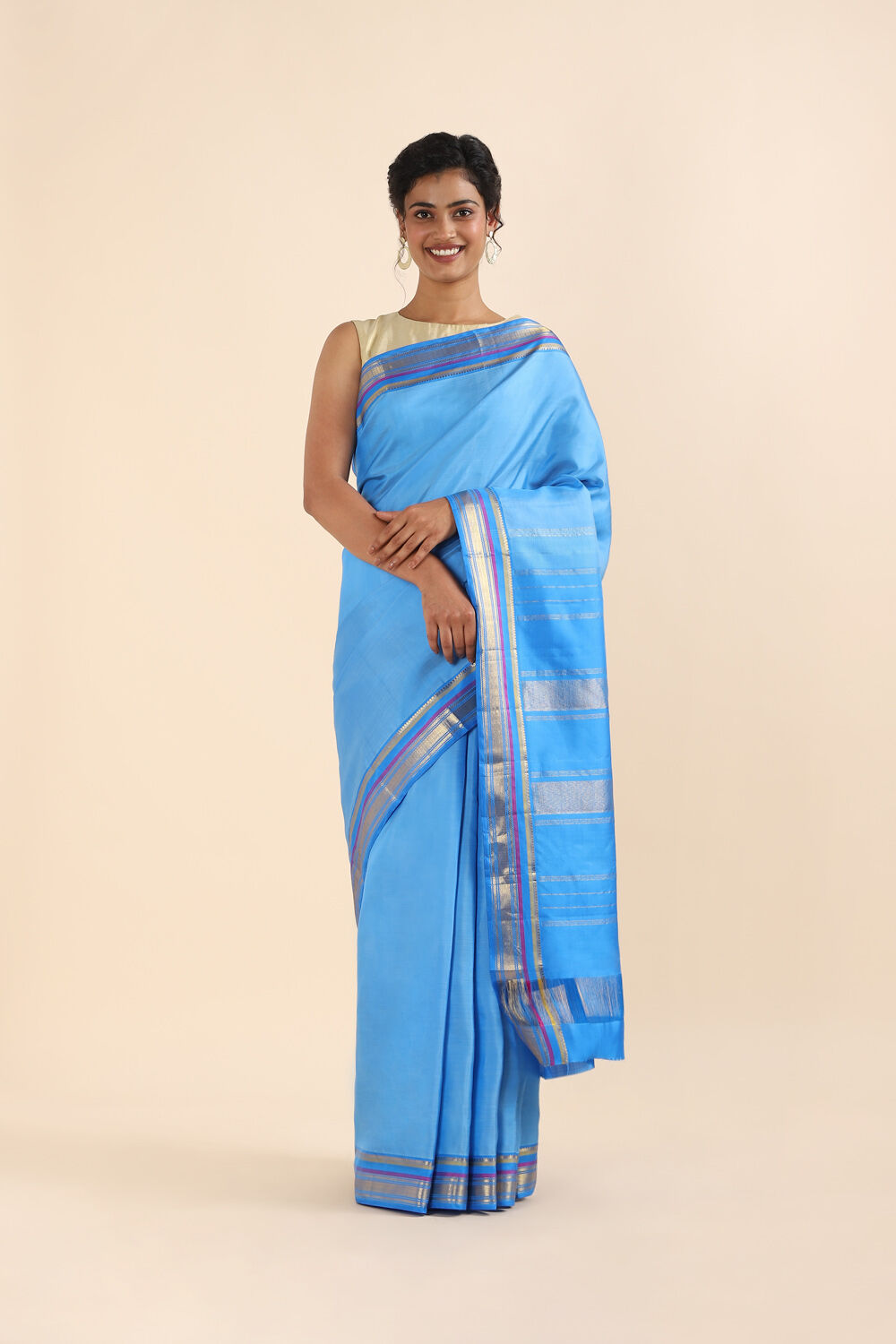 Blue Pure Silk Kanjivaram Saree image number null