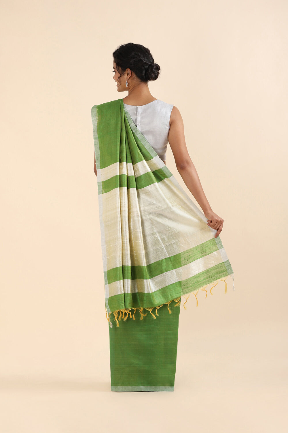 Light Green Pure Tussar Silk Bhagalpuri Saree image number null
