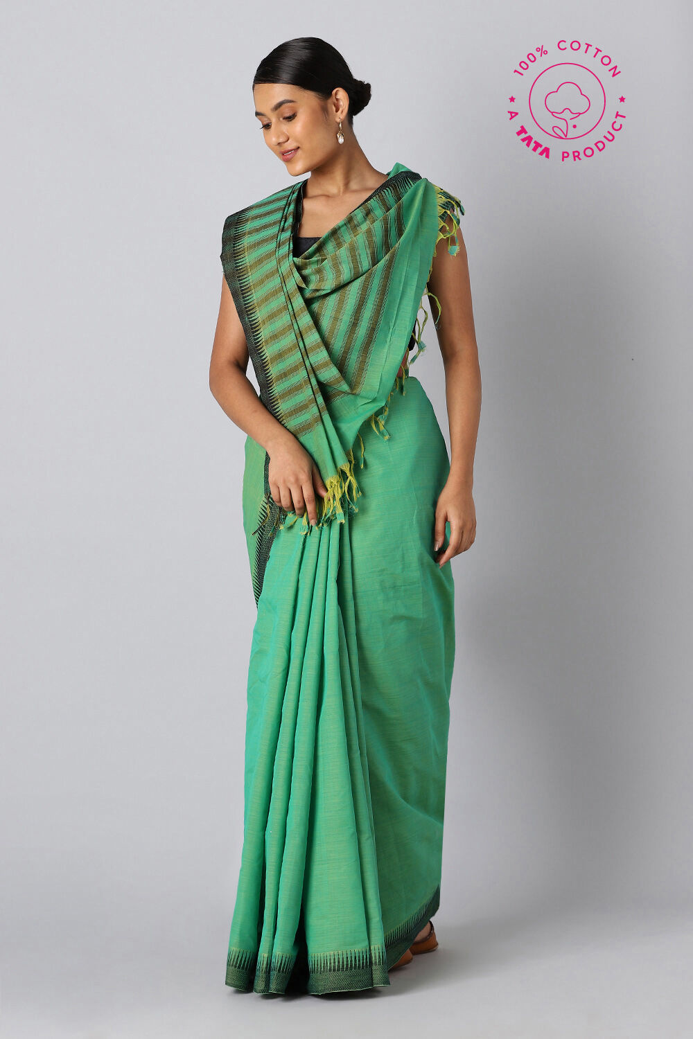 Light Green Pure Cotton Mangalgiri Saree image number null