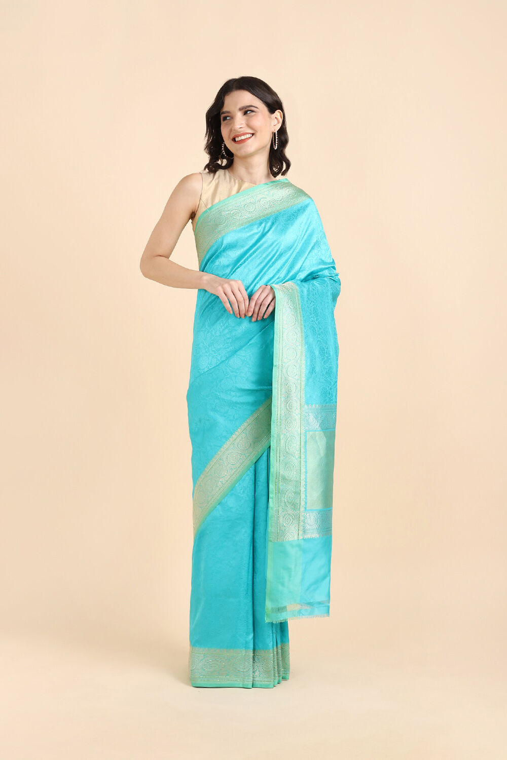 Light Blue Pure Silk Banarasi Saree image number null