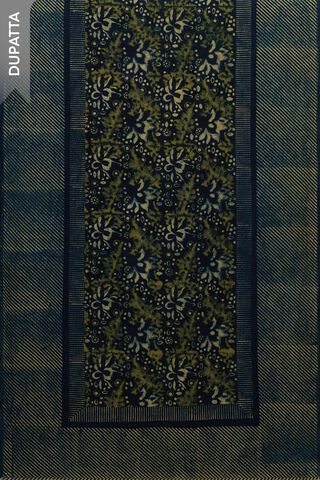 Dark Blue Pure Cotton Ajrakh Embroidered Unstitched Suit Set thumbnail image number null