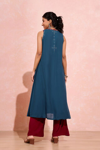 Dark Blue Viscose Cotton Mukaish Embroidered Kurta Set thumbnail image number null