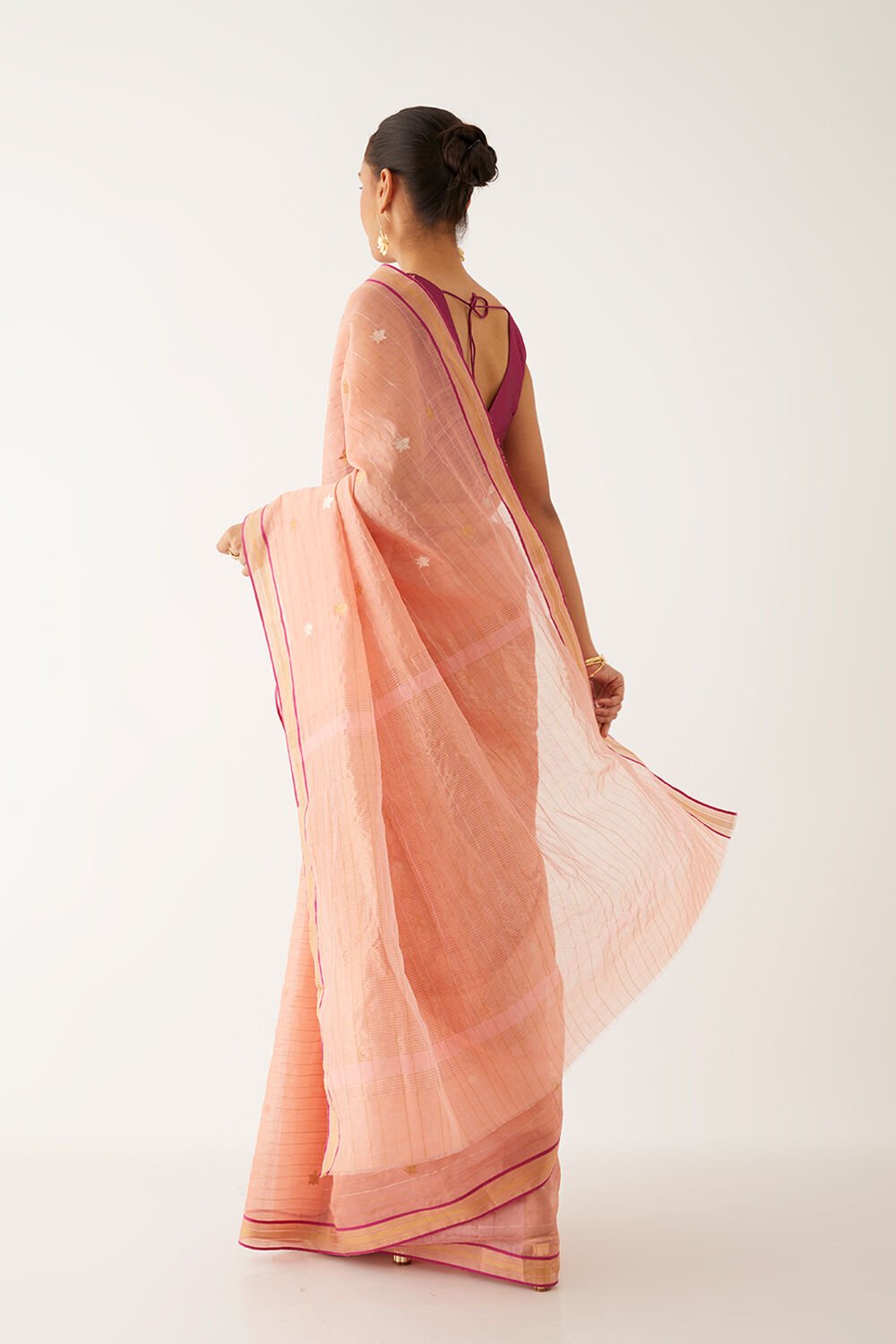 Orange Pure Silk Cotton Chanderi Saree image number null