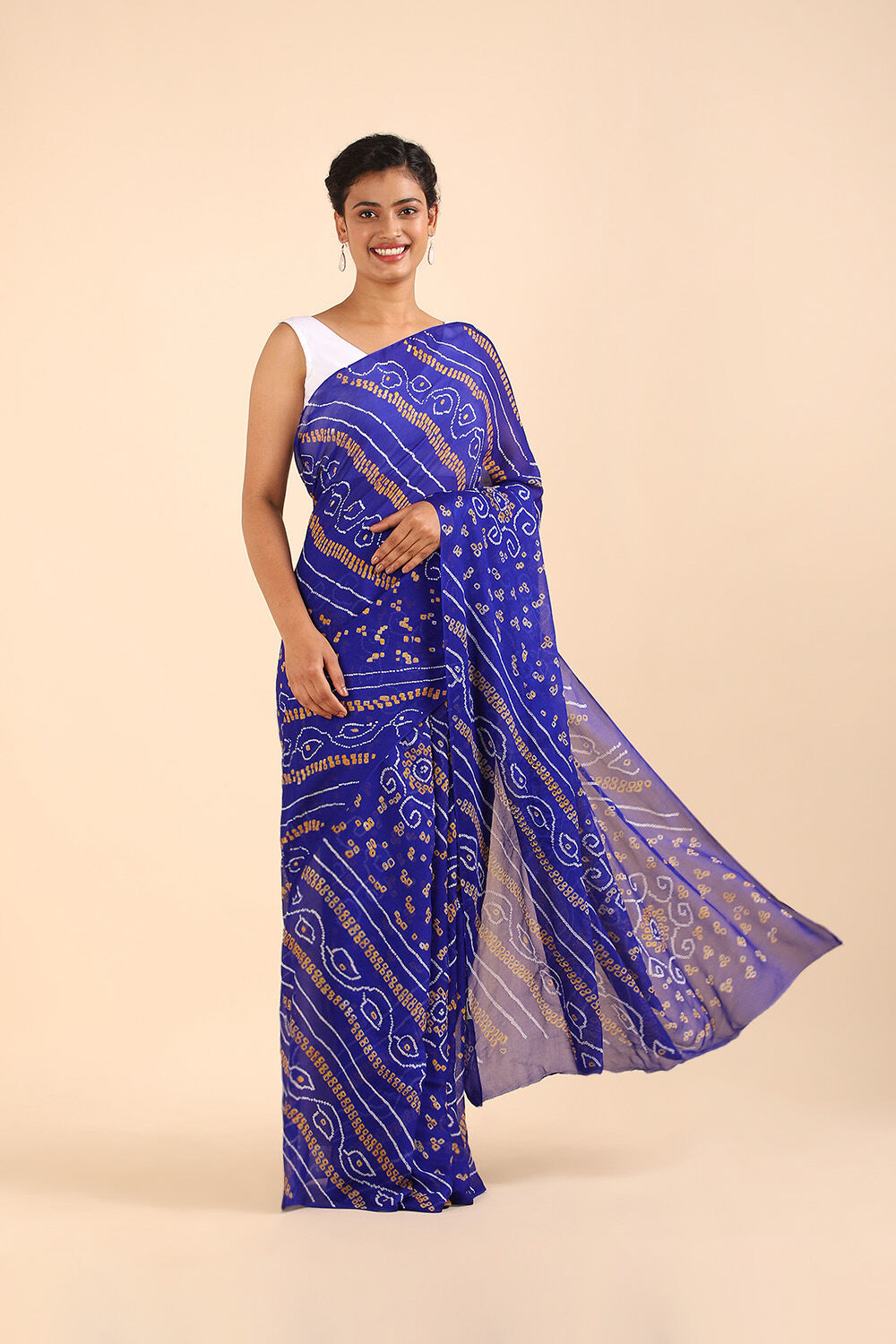 Blue Pure Georgette Bandhani Saree image number null