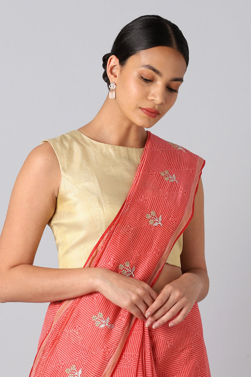 Red Pure Silk Cotton Printed Saree image number null