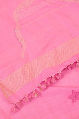 Pink Bengal Pure Tussar Cotton Jamdani Saree thumbnail image number null