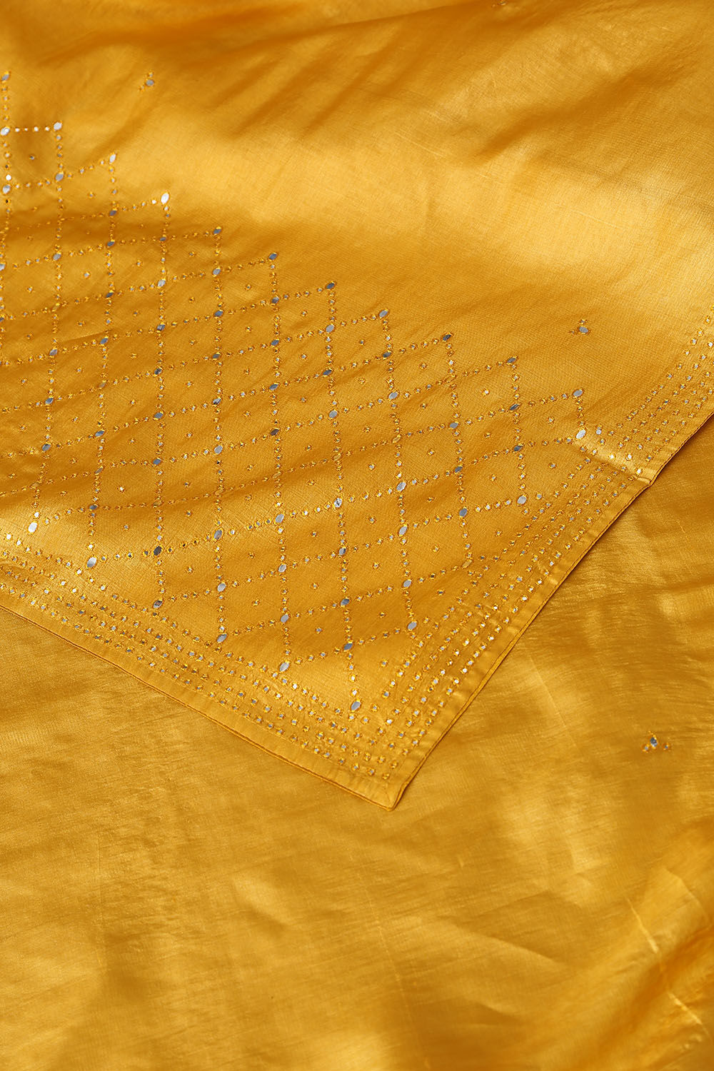 Yellow Pure Tussar Silk Embroidered Saree image number null