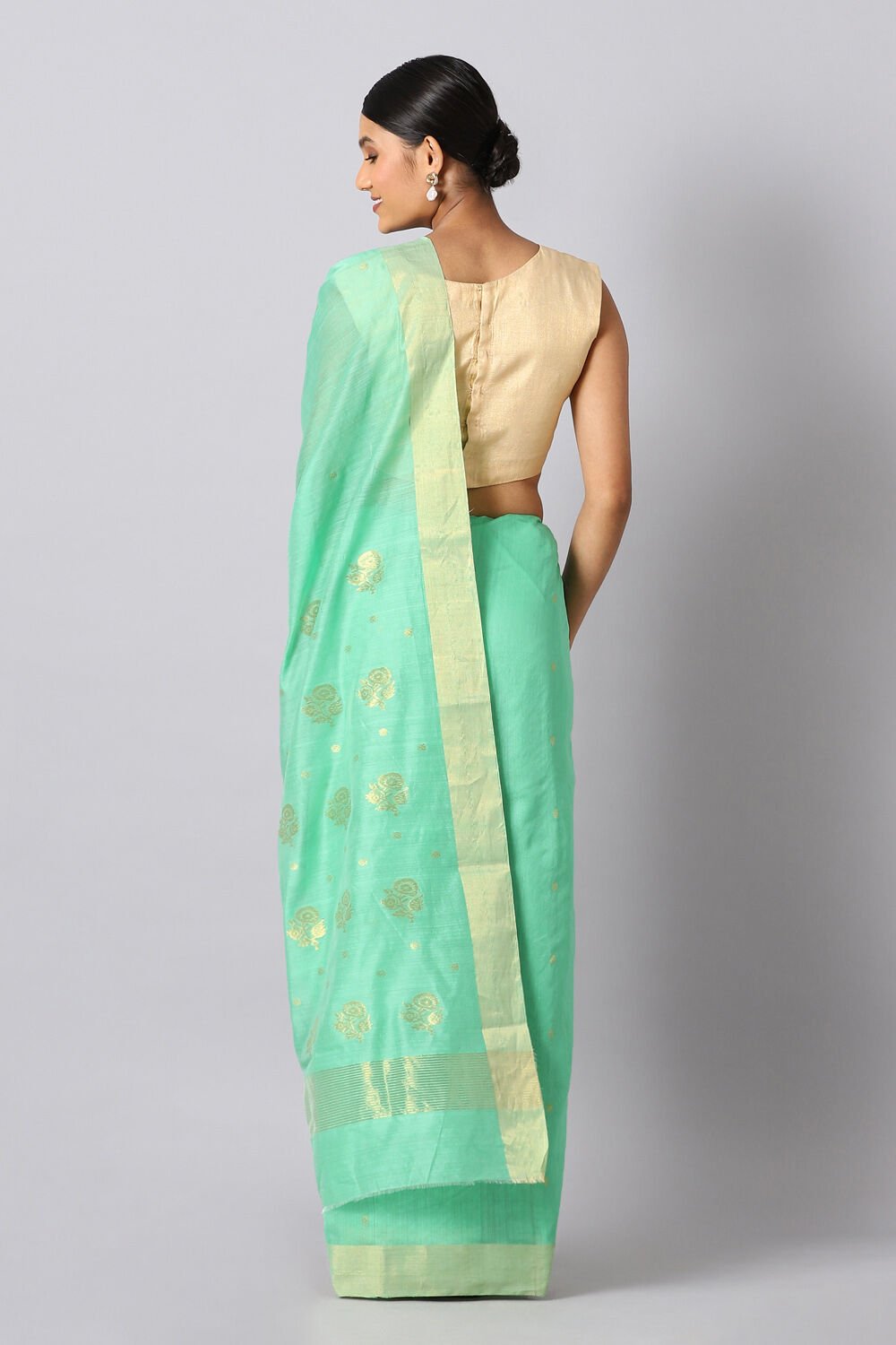 Light Green Pure Silk Cotton Chanderi Saree image number null