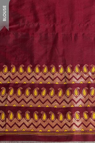 Dark Red Assam Woven Pure Silk Saree thumbnail image number null