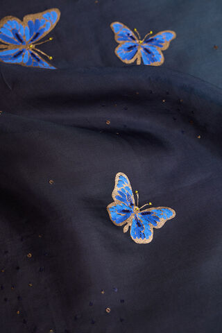 Blue Pure Silk Organza Printed Embroidered Saree thumbnail image number null