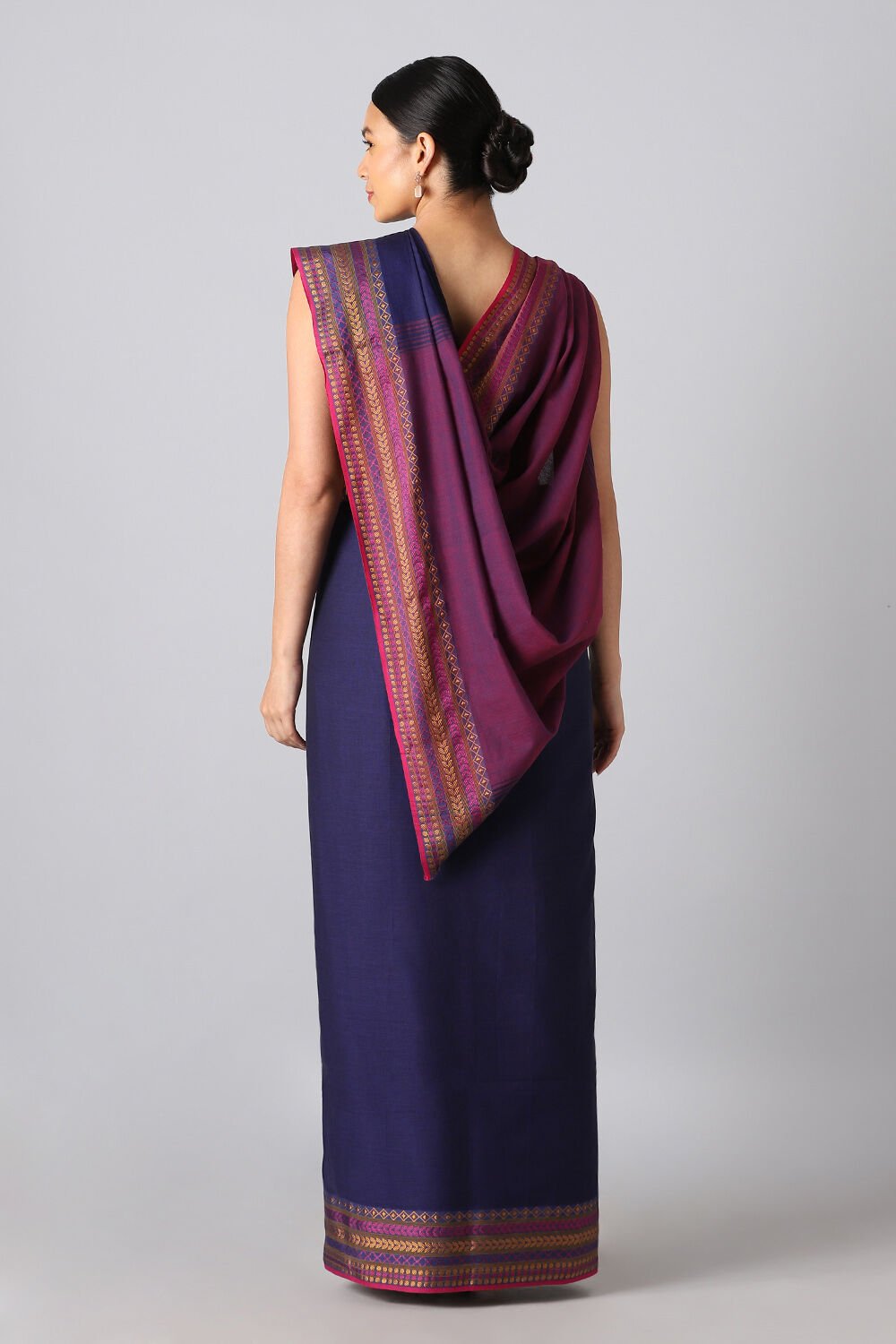 Purple Pure Cotton Bengal Saree image number null