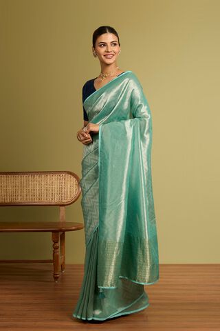 Light Blue Woven Viscose Tissue Saree thumbnail image number null