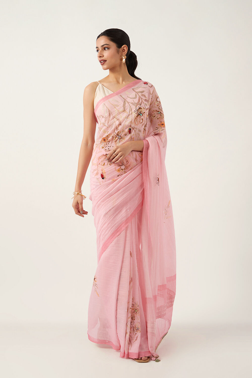 Light Pink Pure Silk Cotton Digital Printed Saree image number null