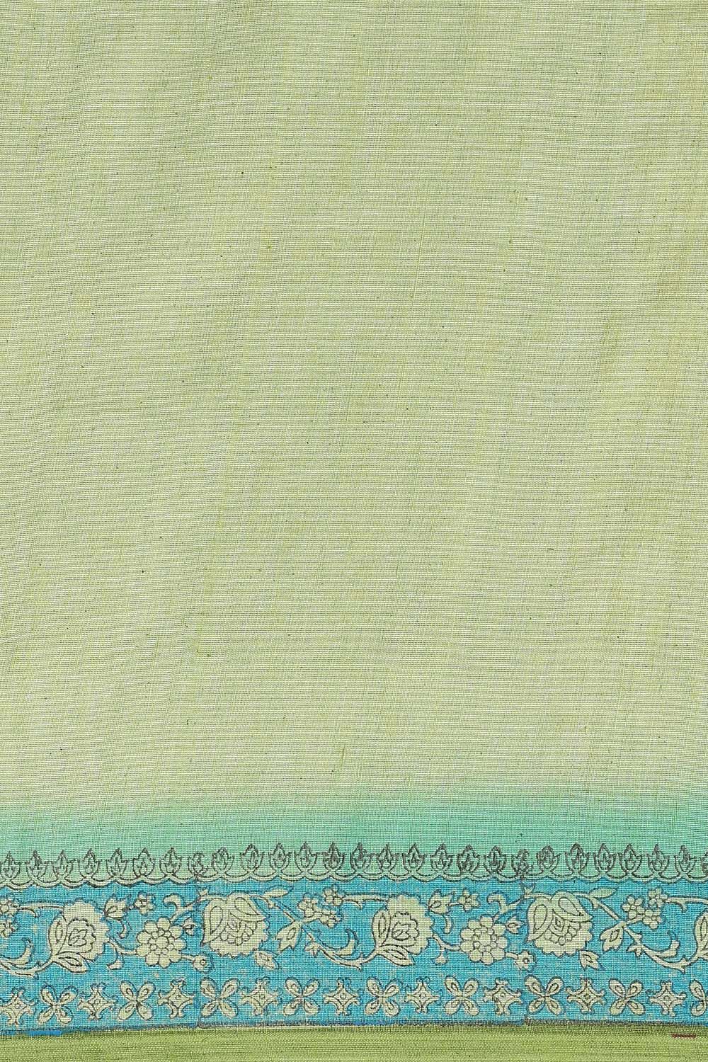 Green Pure Cotton Printed Saree image number null