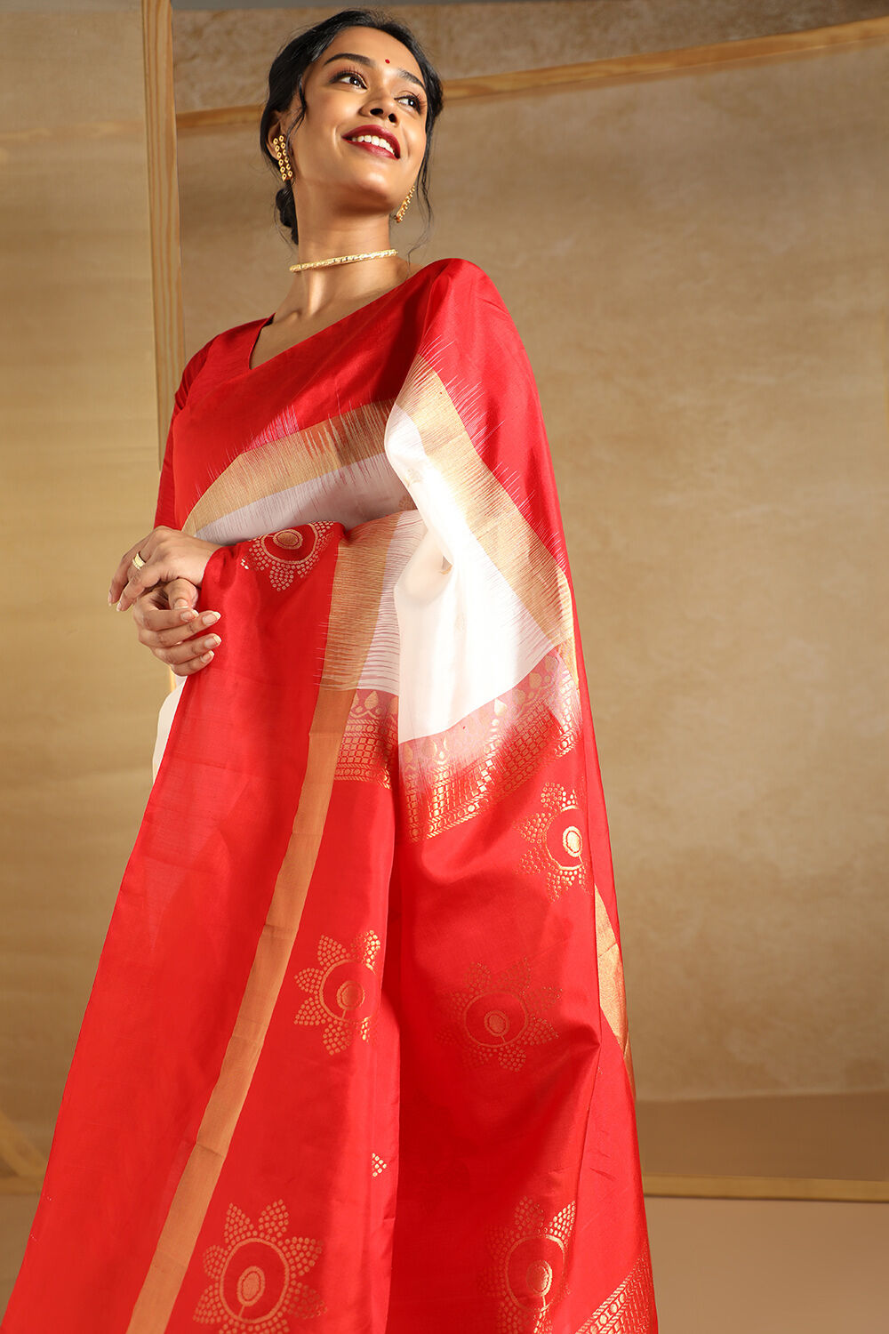 Off White Pure Soft Silk Saree image number null