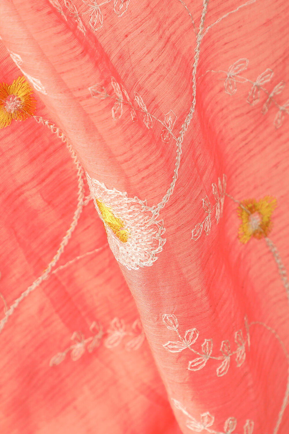 Orange Pure Silk Linen Embroidery Saree image number null