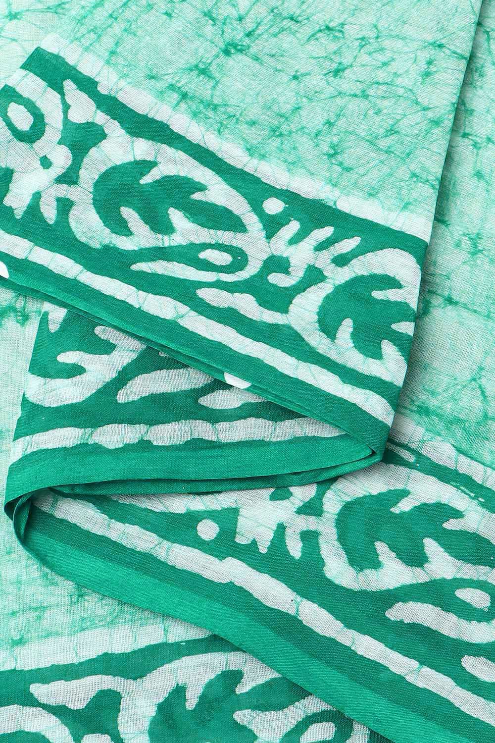 Light Green Pure Cotton Batik Saree image number null