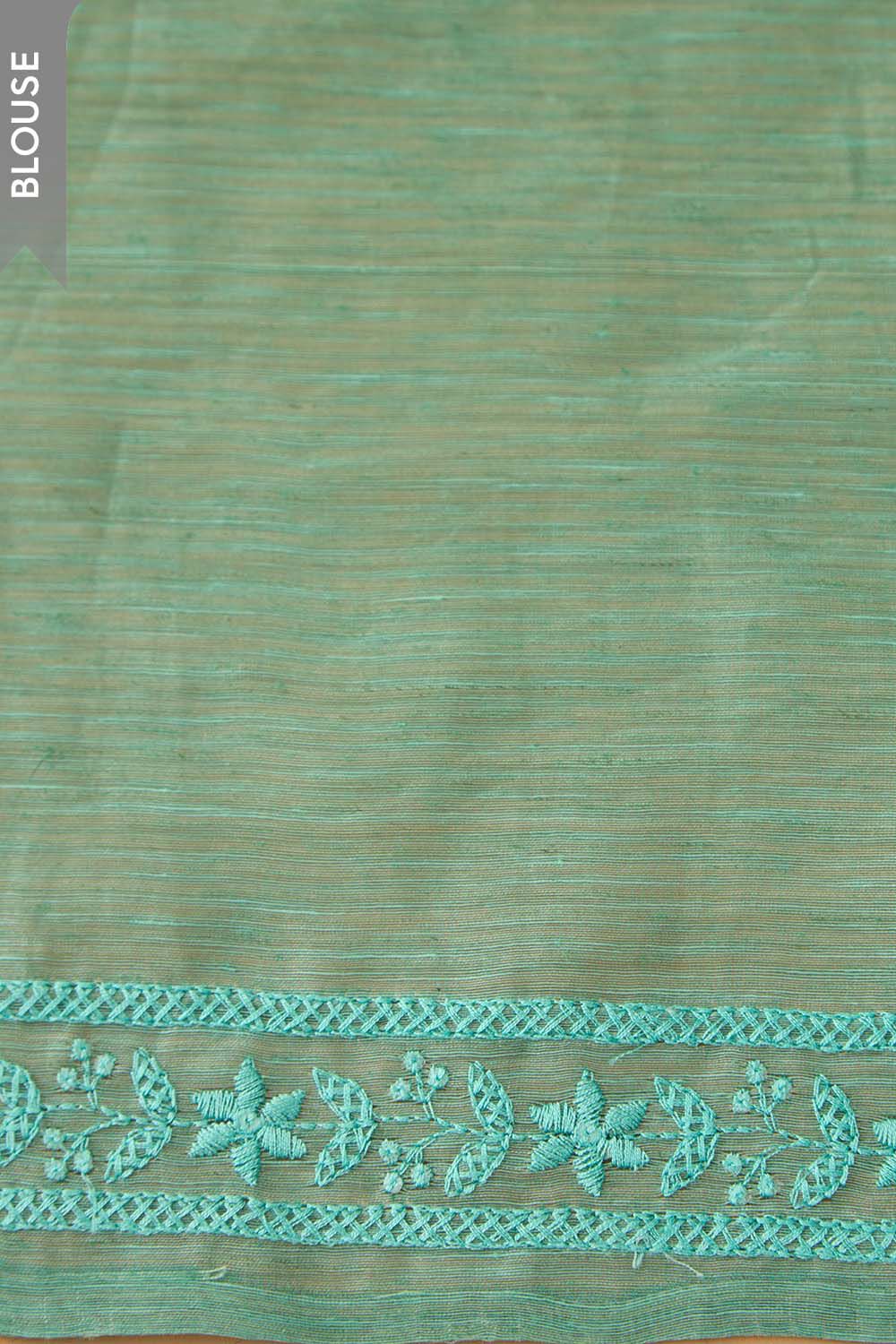 Light Green Bhagalpur Pure Silk Linen Embroidered Saree image number null