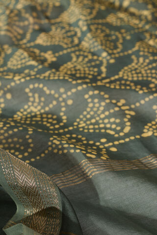 Dark Green Batik Pure Silk Cotton Ujjain Saree thumbnail image number null