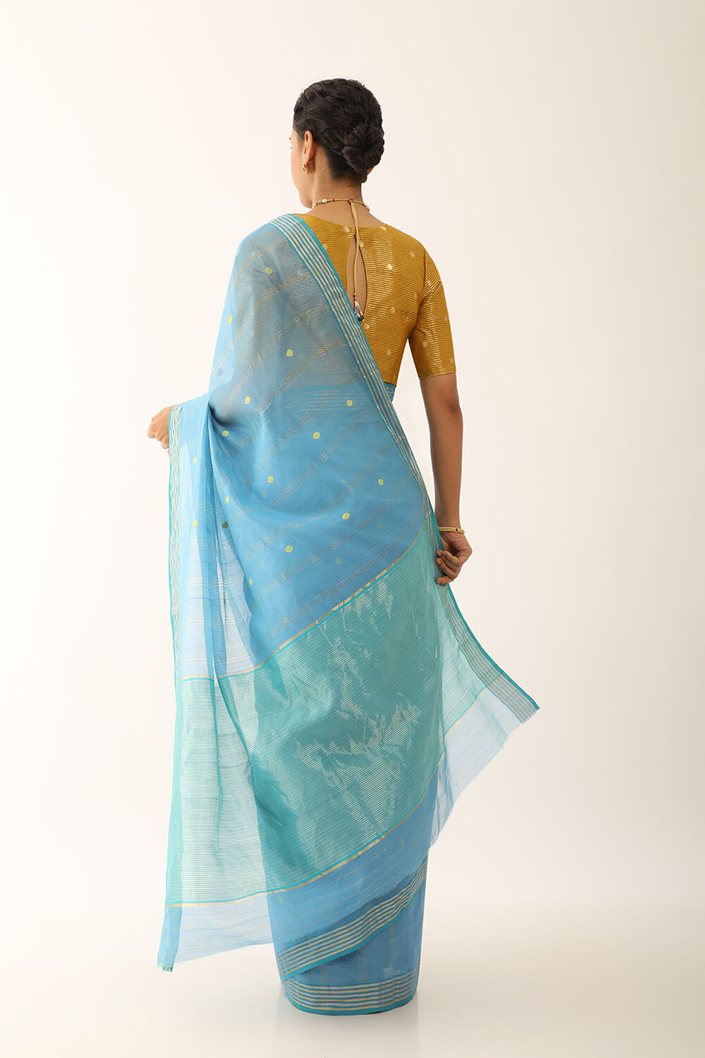 Blue Woven Pure Silk Cotton Chanderi Saree image number null