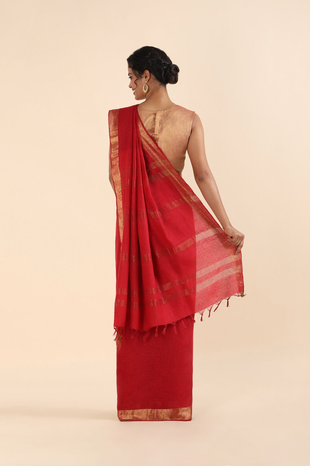 Red Pure Silk Woven Saree image number null