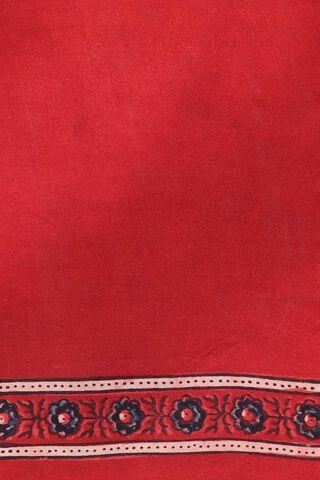 Dark Red Pure Silk Ajrakh Printed Saree thumbnail image number null