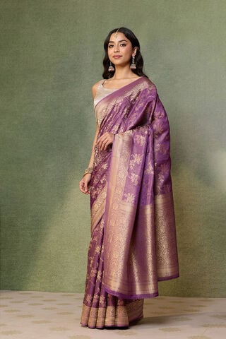 Violet   Woven Viscose Tissue Saree thumbnail image number null