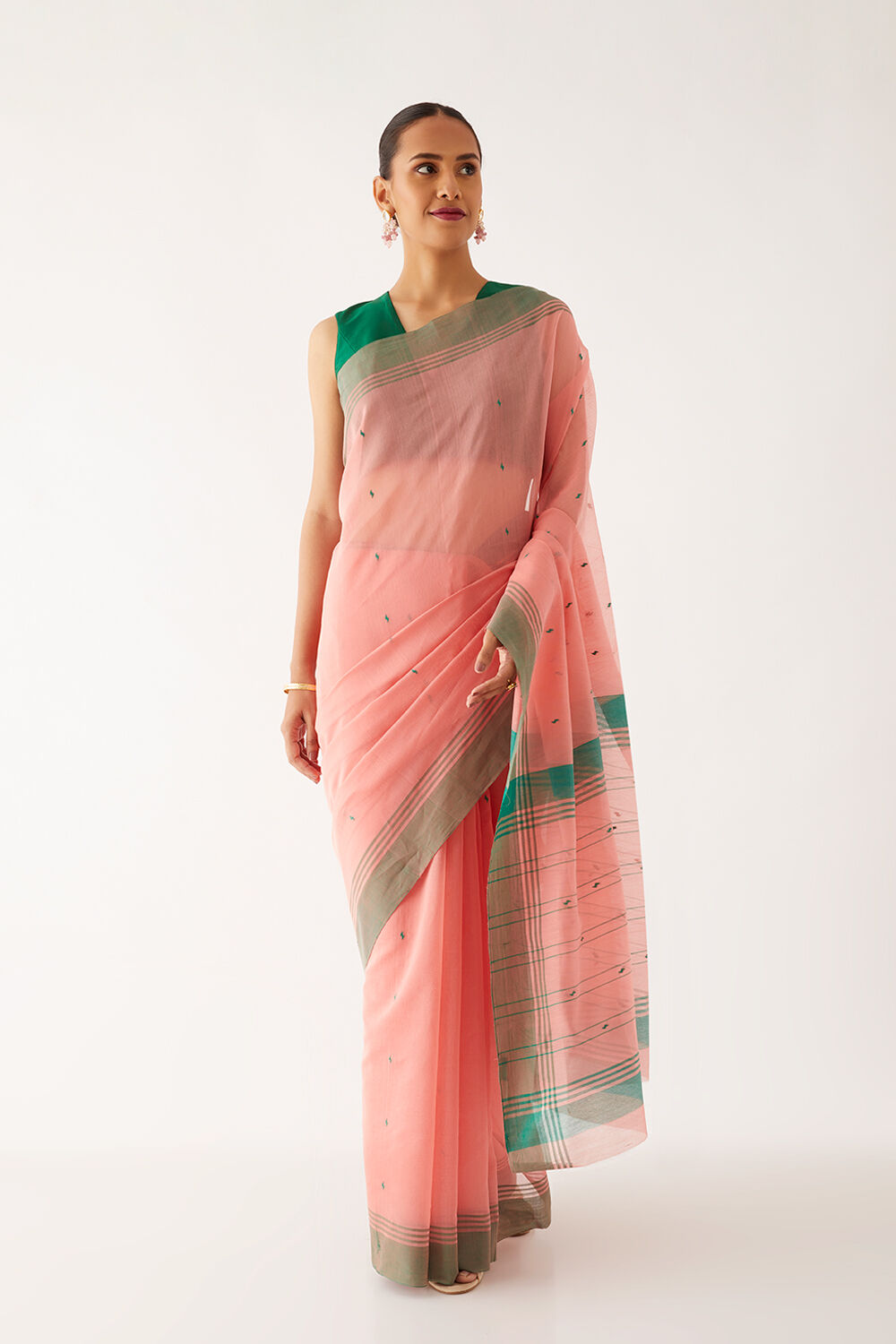 Light Pink Pure Silk Cotton Chanderi Saree image number null
