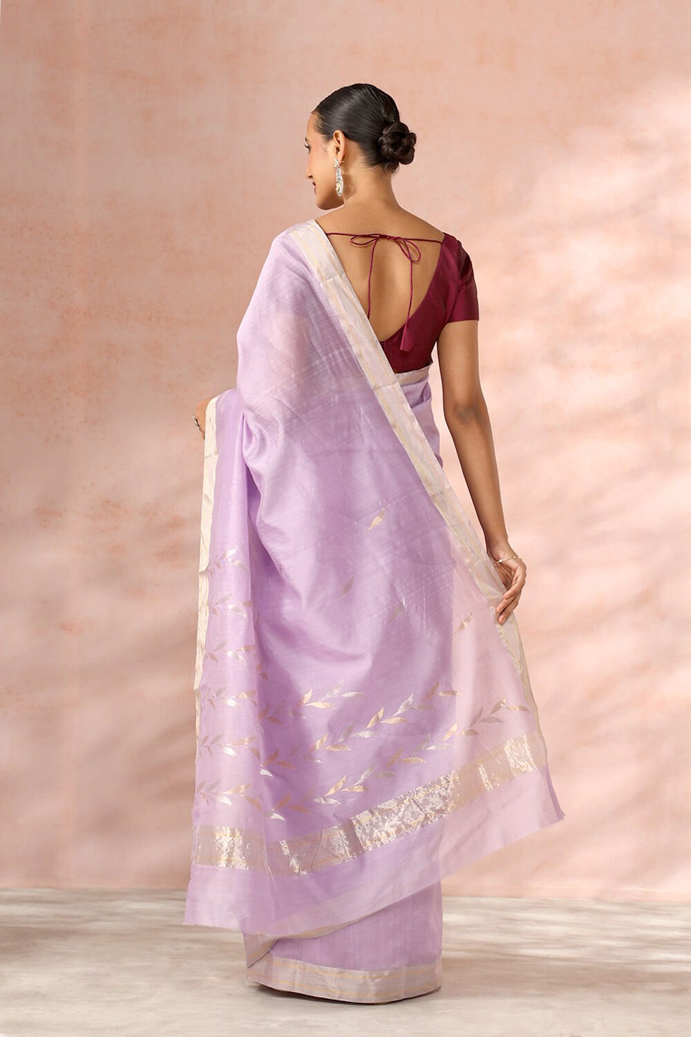 Light Violet Chanderi Pure Silk Cotton Woven Saree image number null