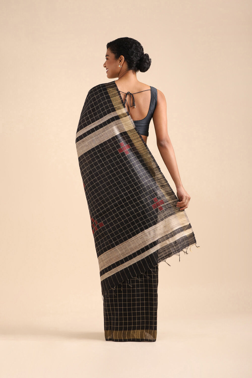 Black Pure Tussar Silk Bhagalpuri Saree image number null