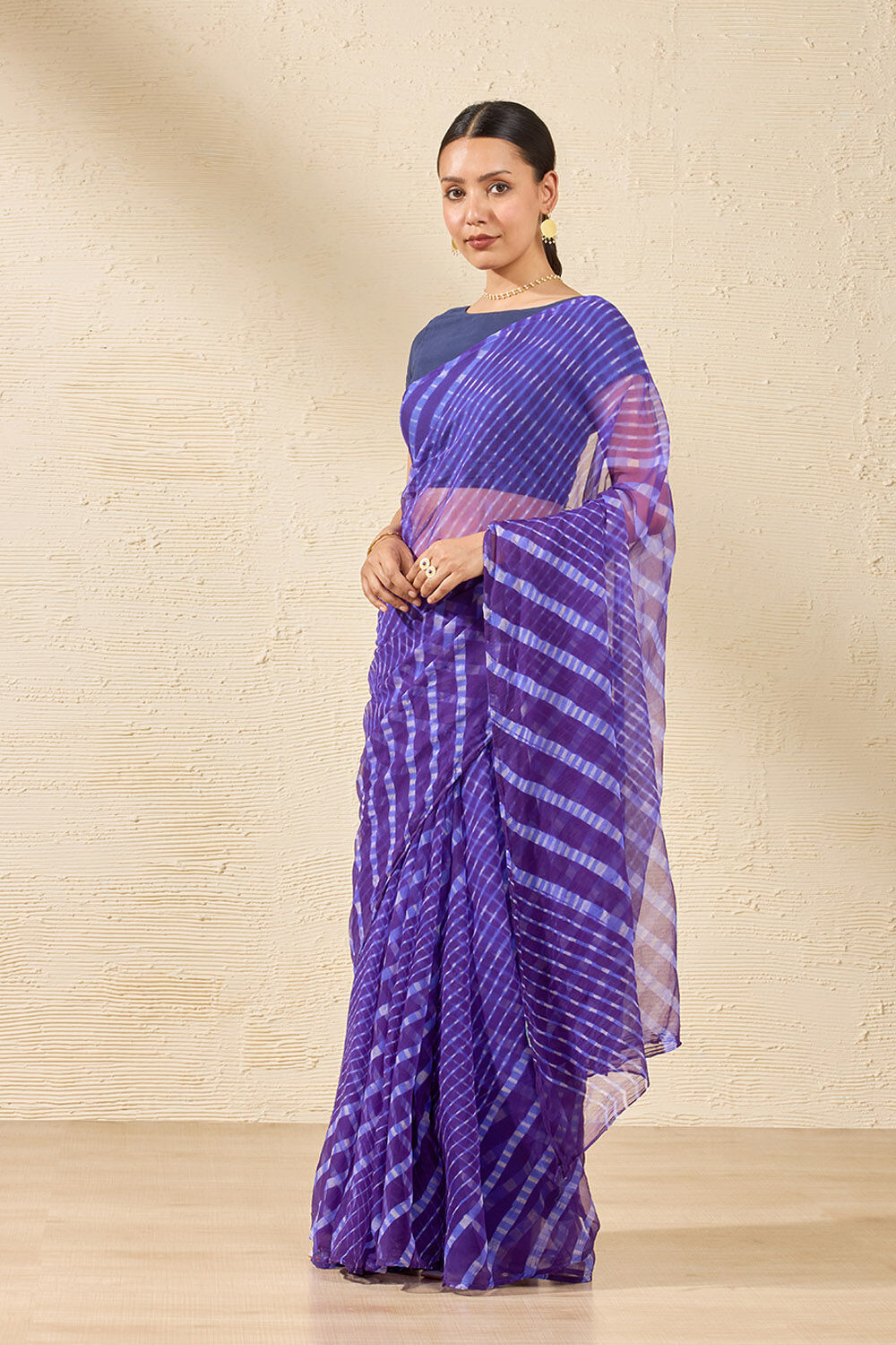 Purple Rajasthan Pure Silk Georgette Tie & Dye Leheriya Saree image number null