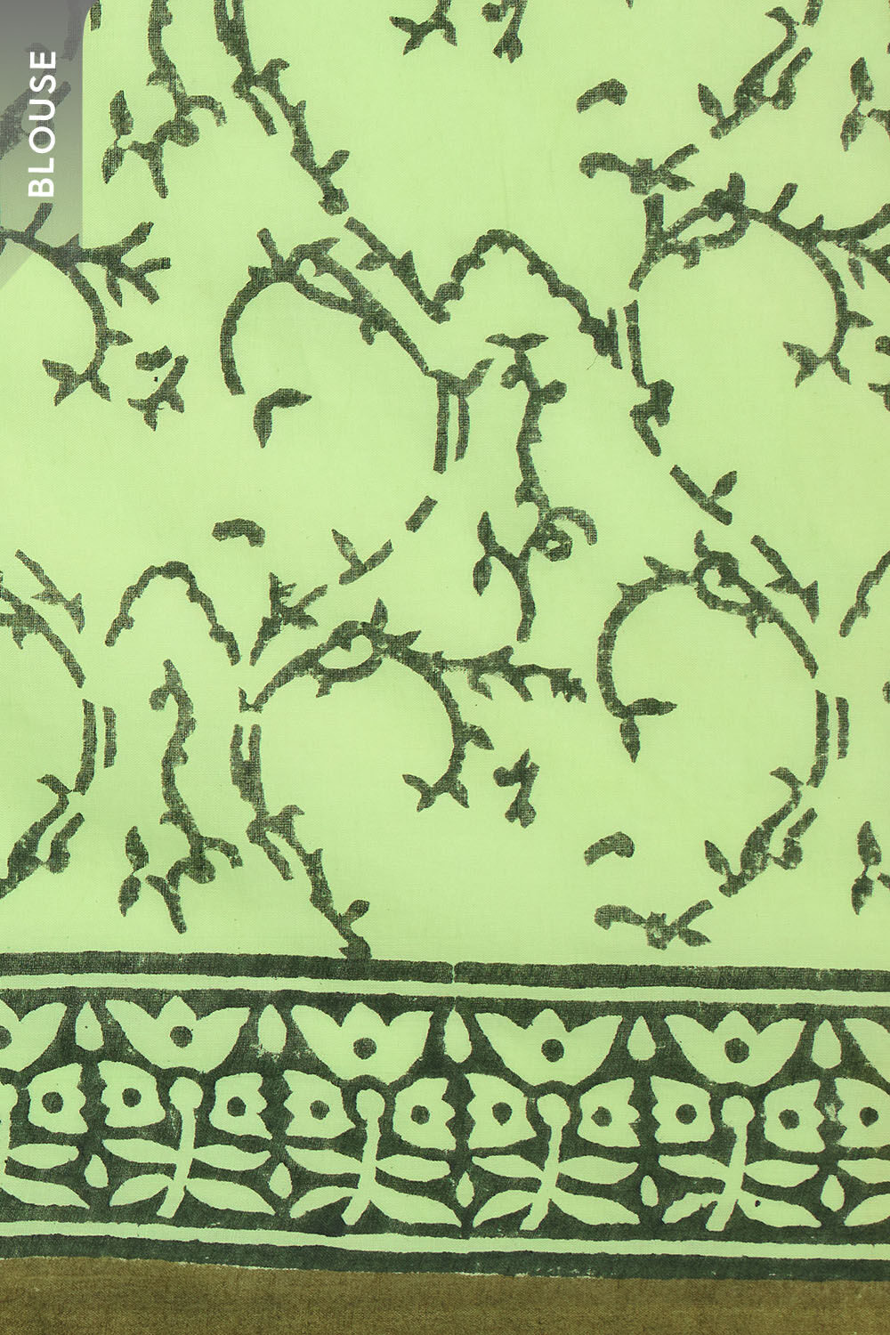 Light Green Pure Cotton Mulmul Block Printed Bengal Saree image number null