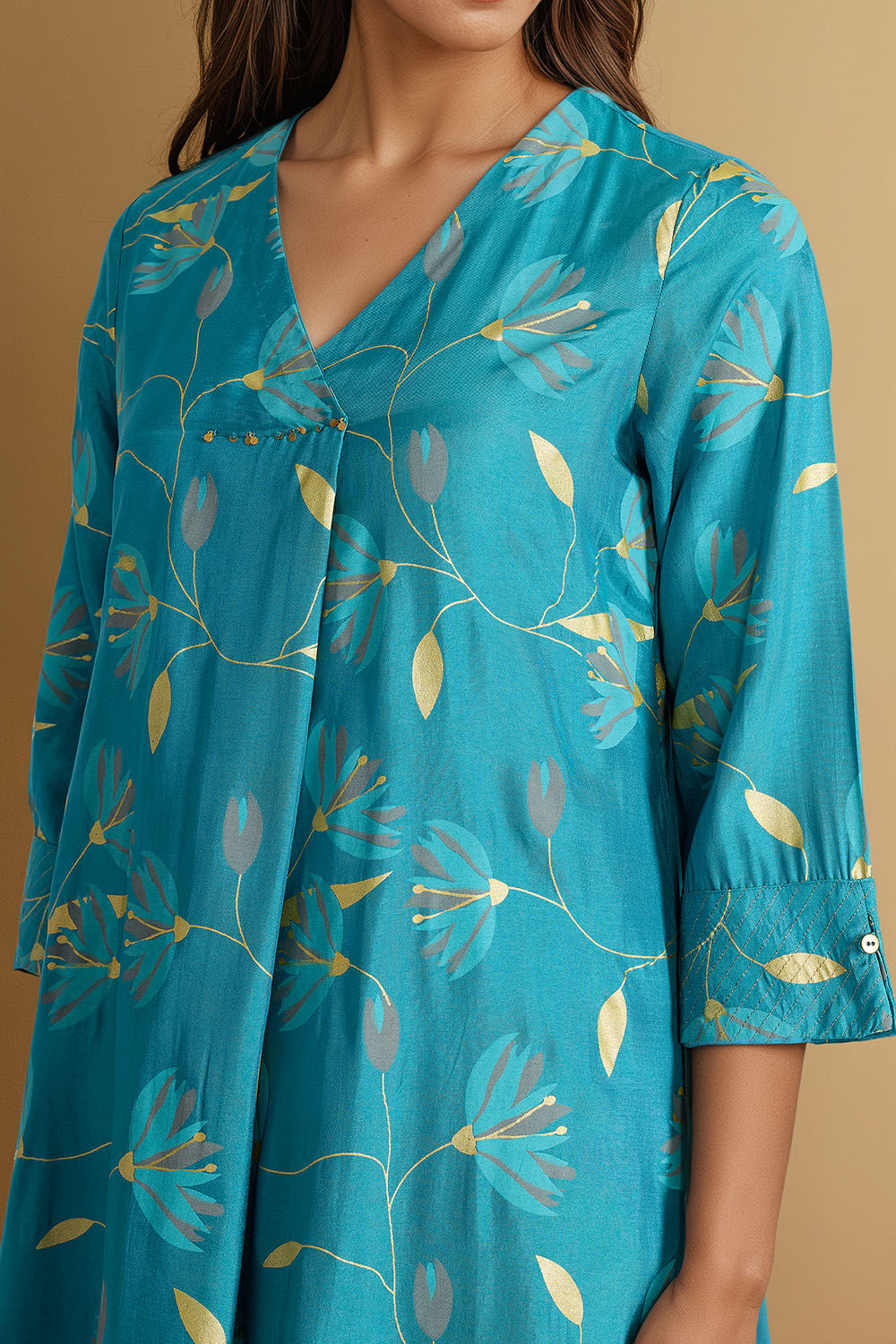 Blue Viscose Embroidered Kurta image number null