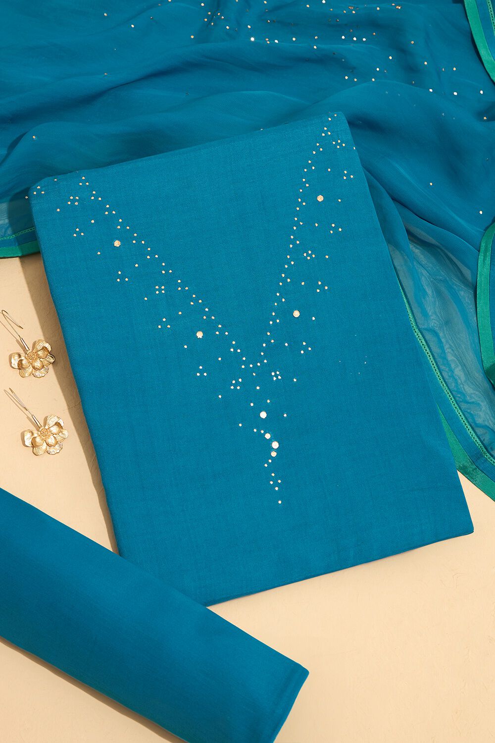 Dark Blue Viscose Embroidered Unstitched Suit Set Taneira Online Store