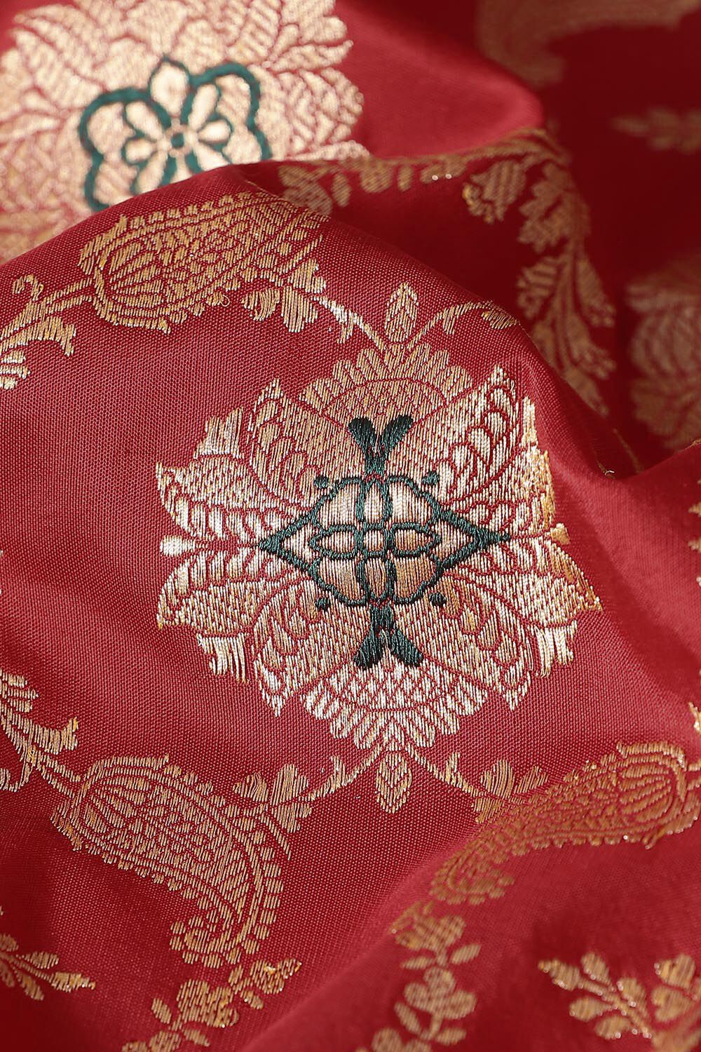 Red Pure Silk Banarasi Saree image number null