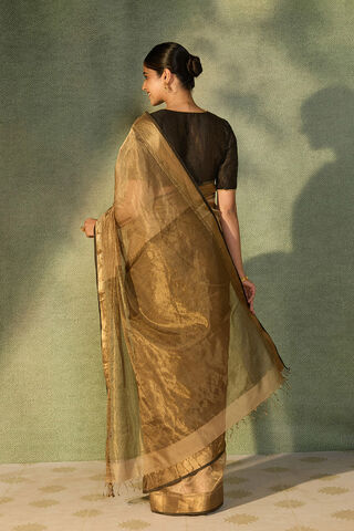 Gold Beige Woven Pure Tissue Cotton Maheshwari Saree thumbnail image number null