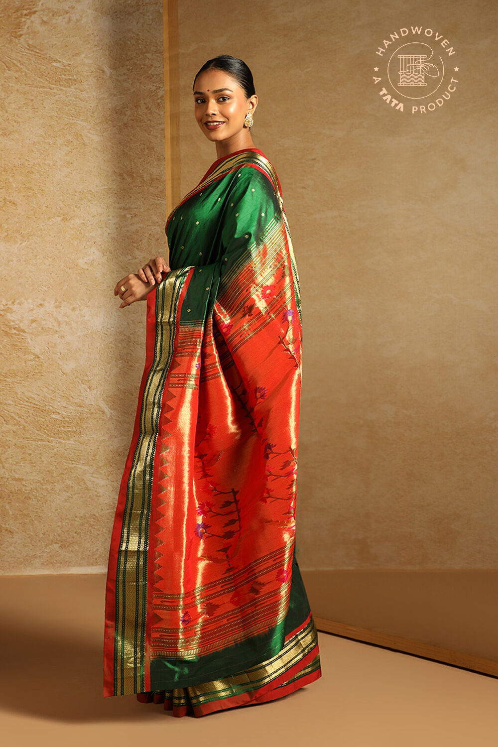 Green Pure Silk Paithani Saree image number null