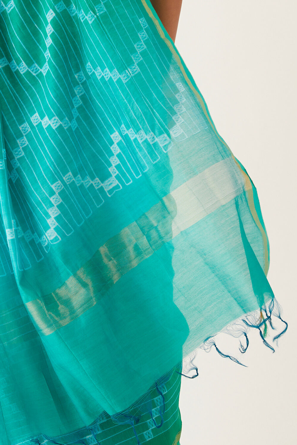 Green Pure Silk Cotton Shibori Saree image number null