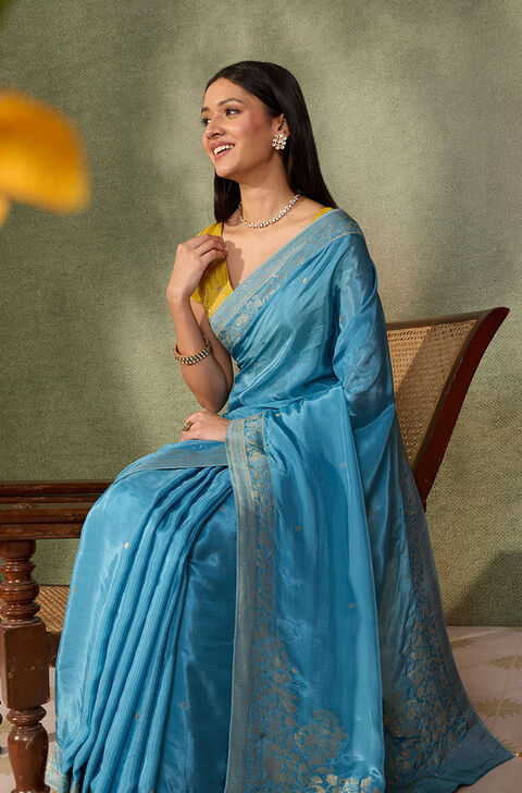 Blue Woven Pure Viscose Saree