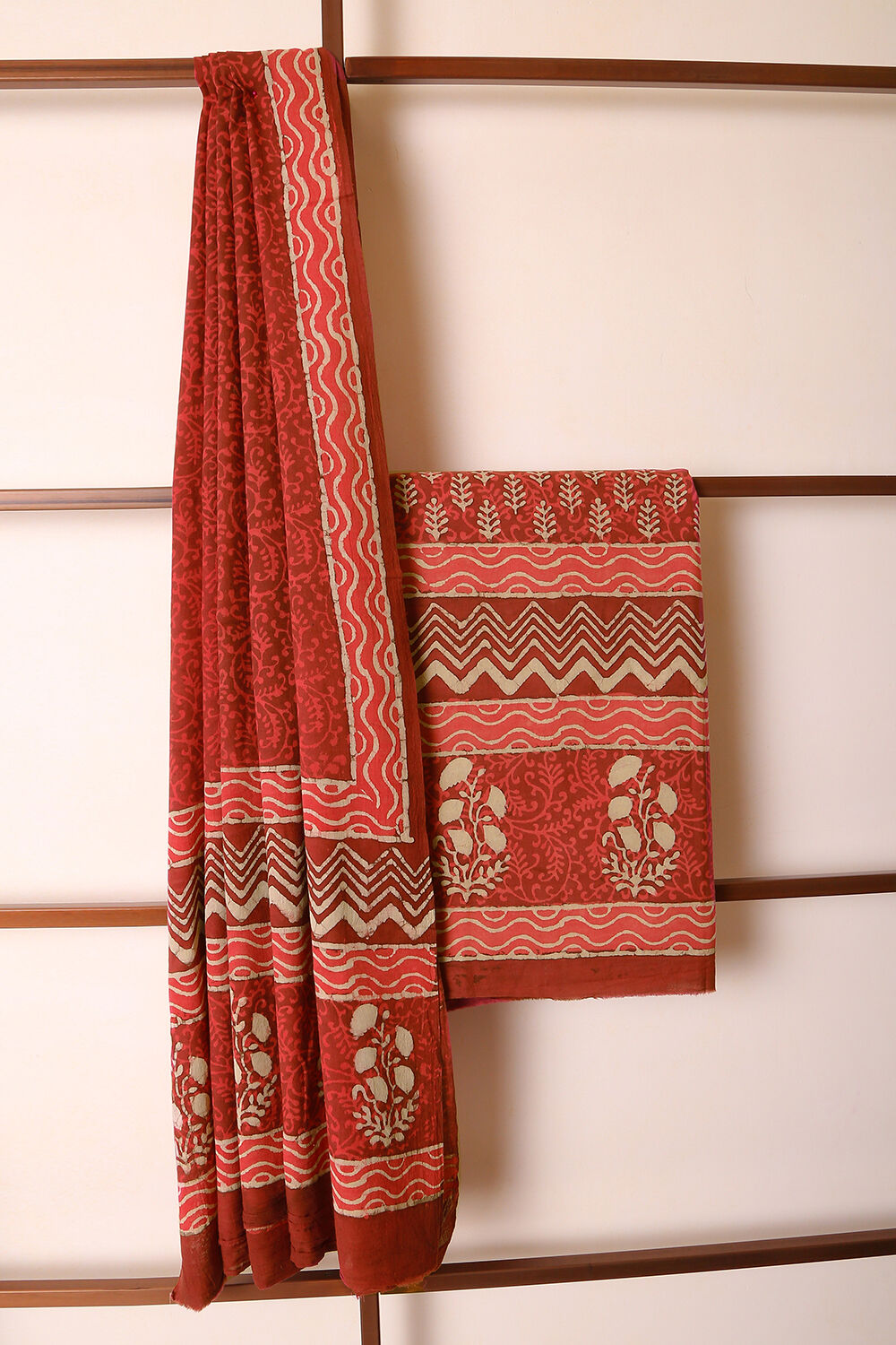 Dark Pink Dabu Pure Cotton Suit Set image number null