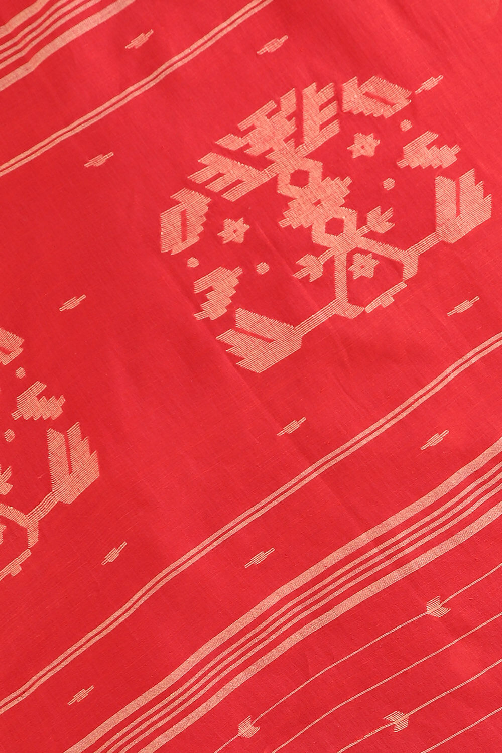 Red Pure Cotton Jamdani Saree image number null