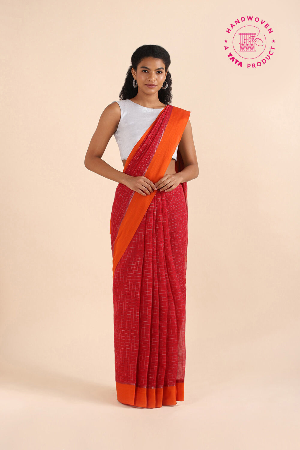 Red Pure Cotton Naranyanpet Saree image number null