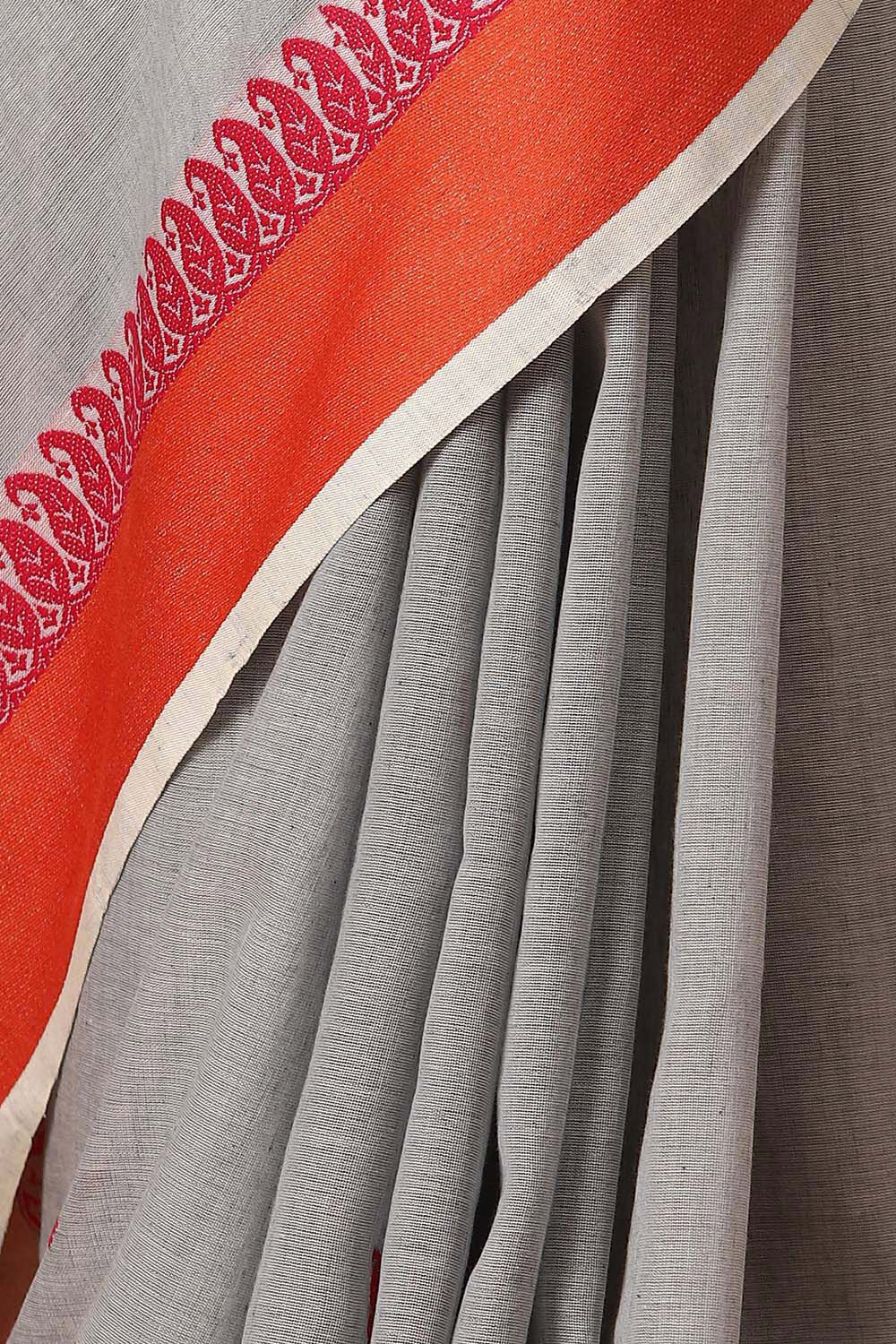 Grey Pure Cotton Jamdani Saree image number null