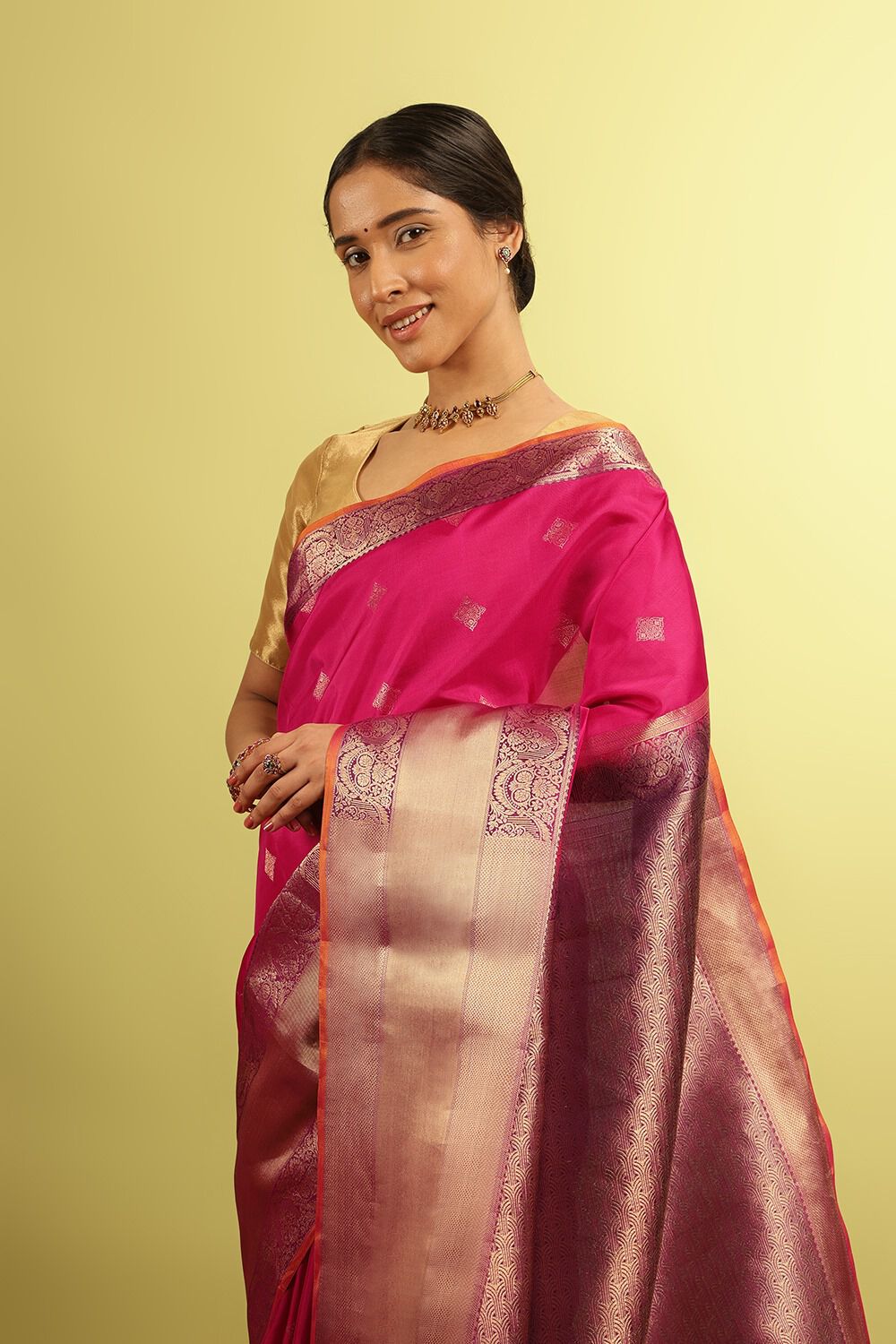 Pink Woven Silk Viscose Saree image number null