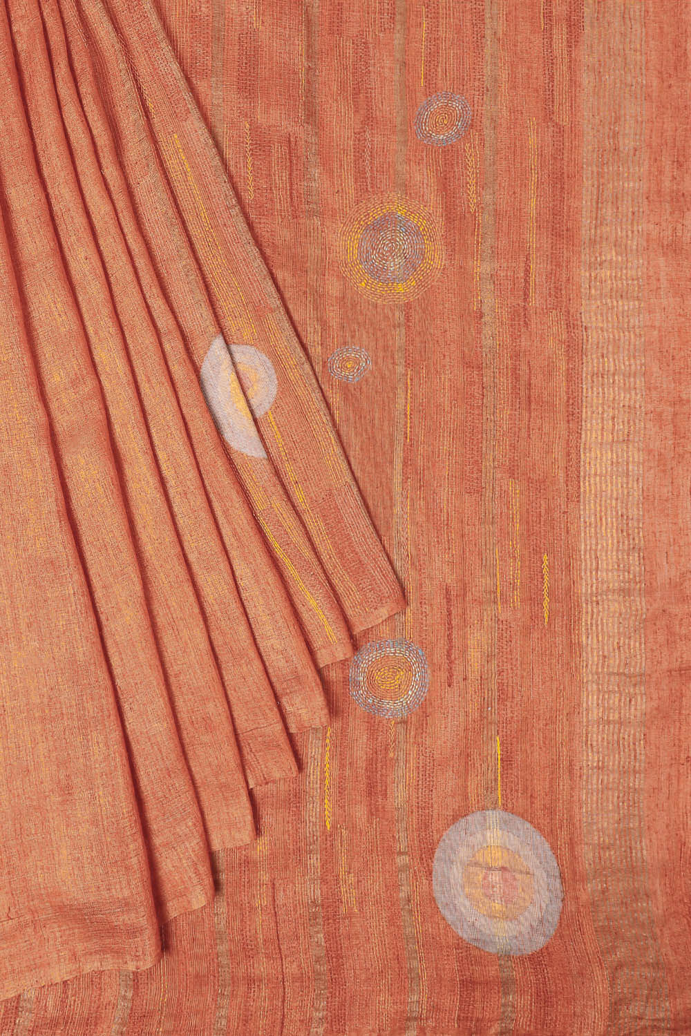 Orange Pure Silk Tussar Jamdani Saree image number null