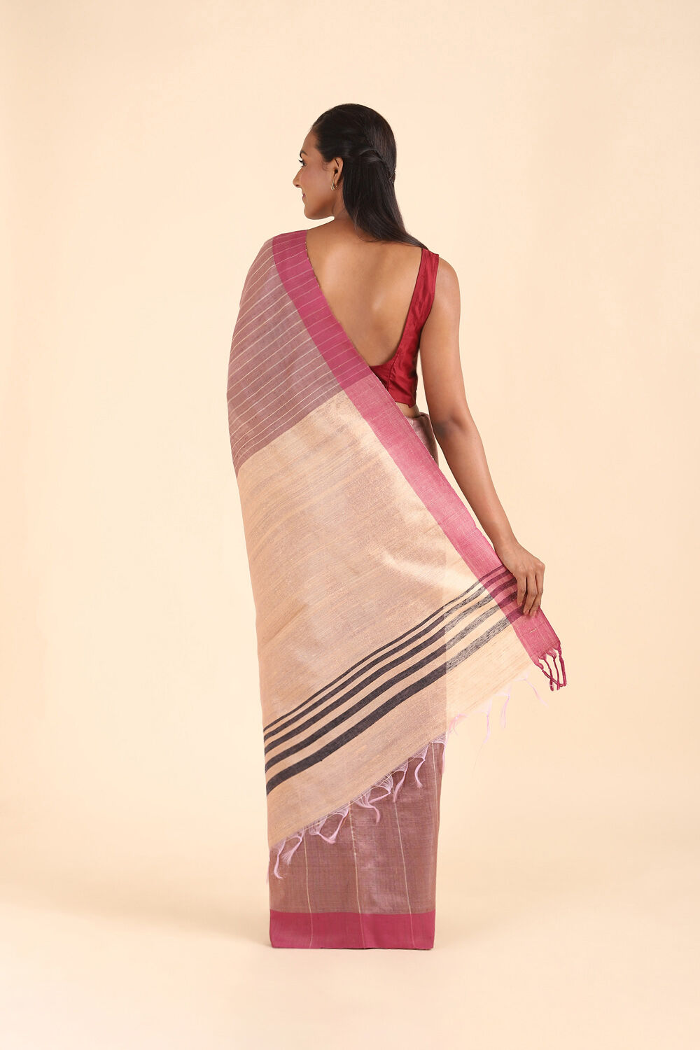 Brown Pure Tussar Silk Bhagalpuri Saree image number null