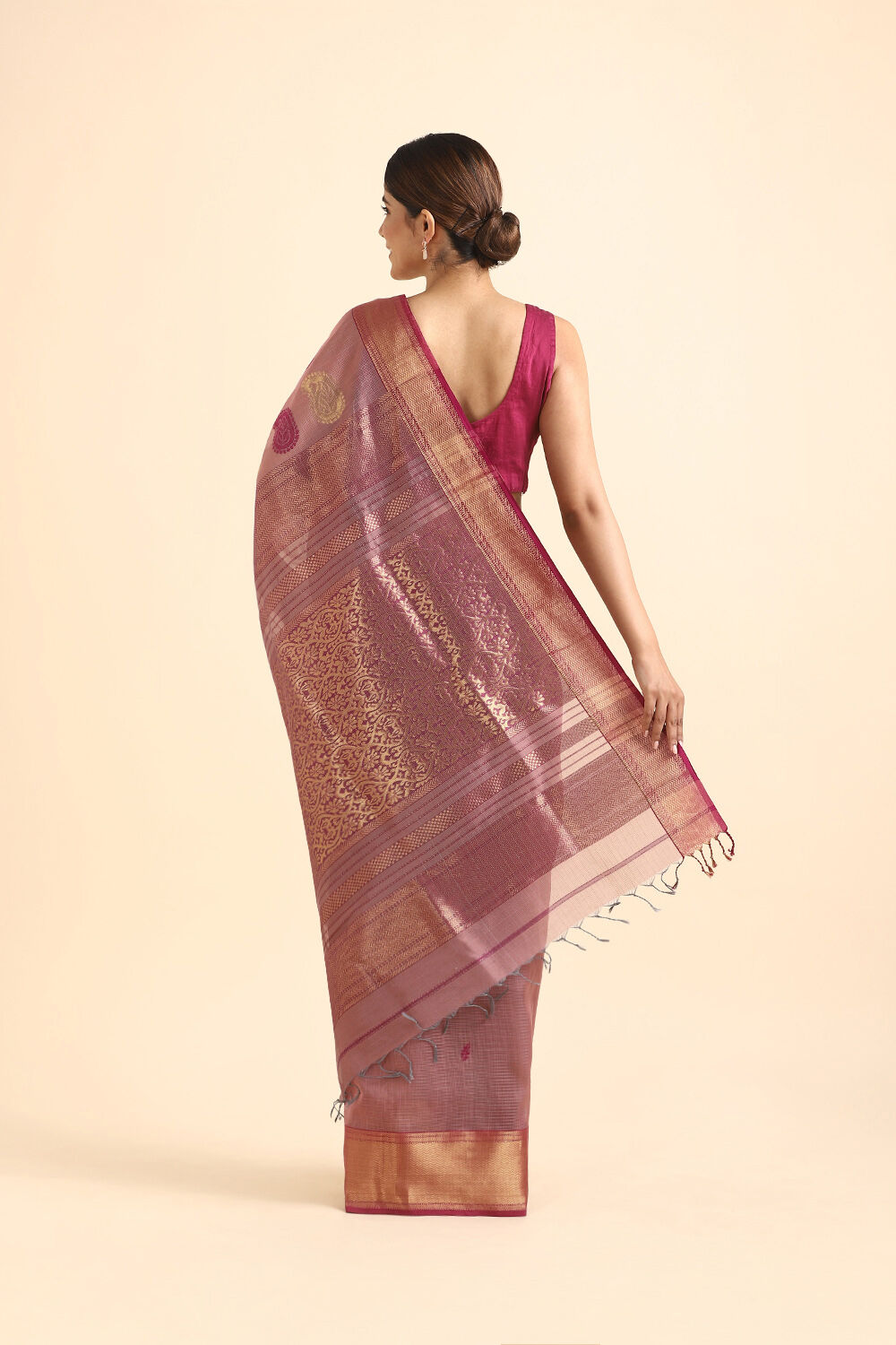 Pink Pure Silk Cotton Maheshwari Saree image number null