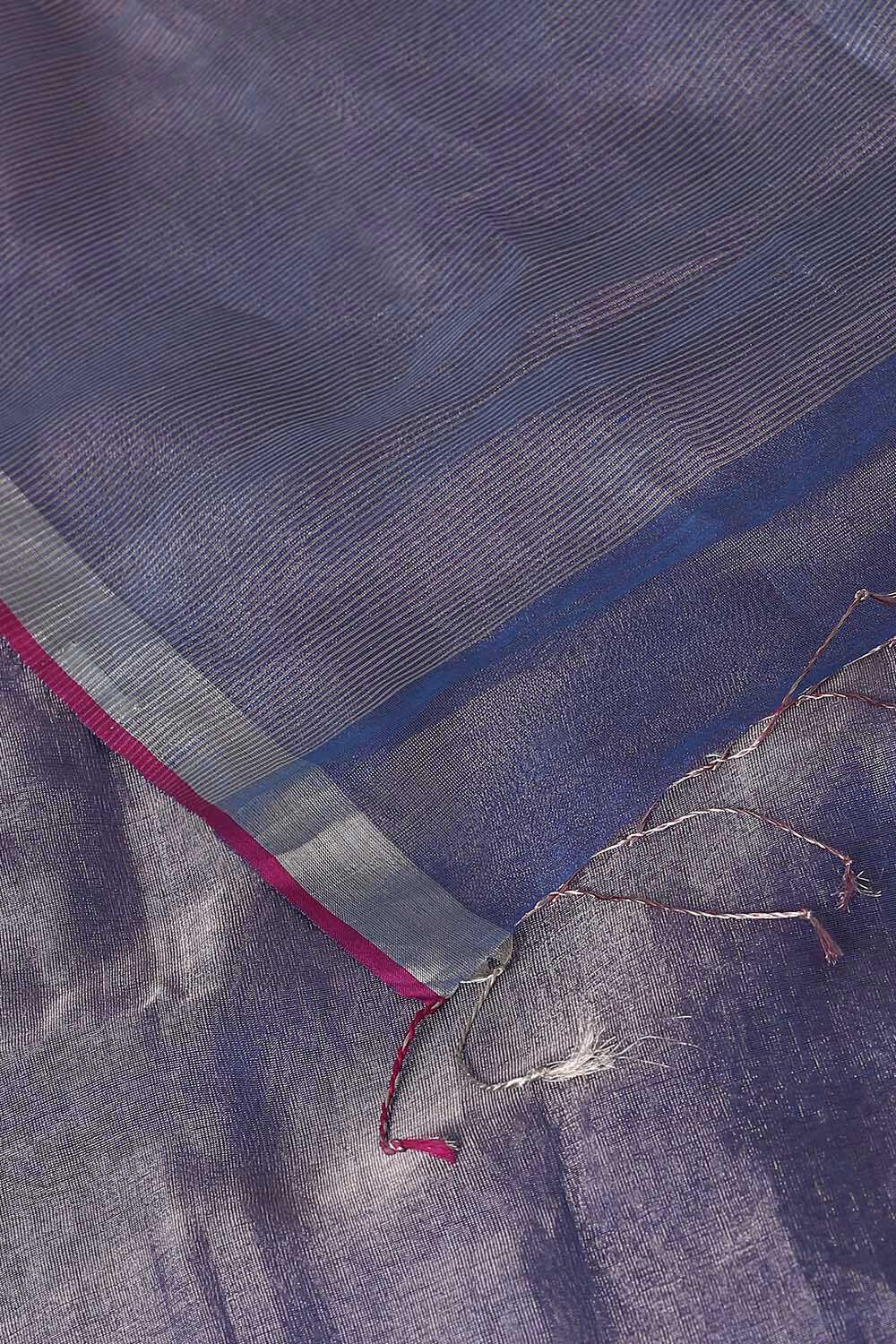 Dark Blue Pure Tissue Silk Jamdani Saree image number null